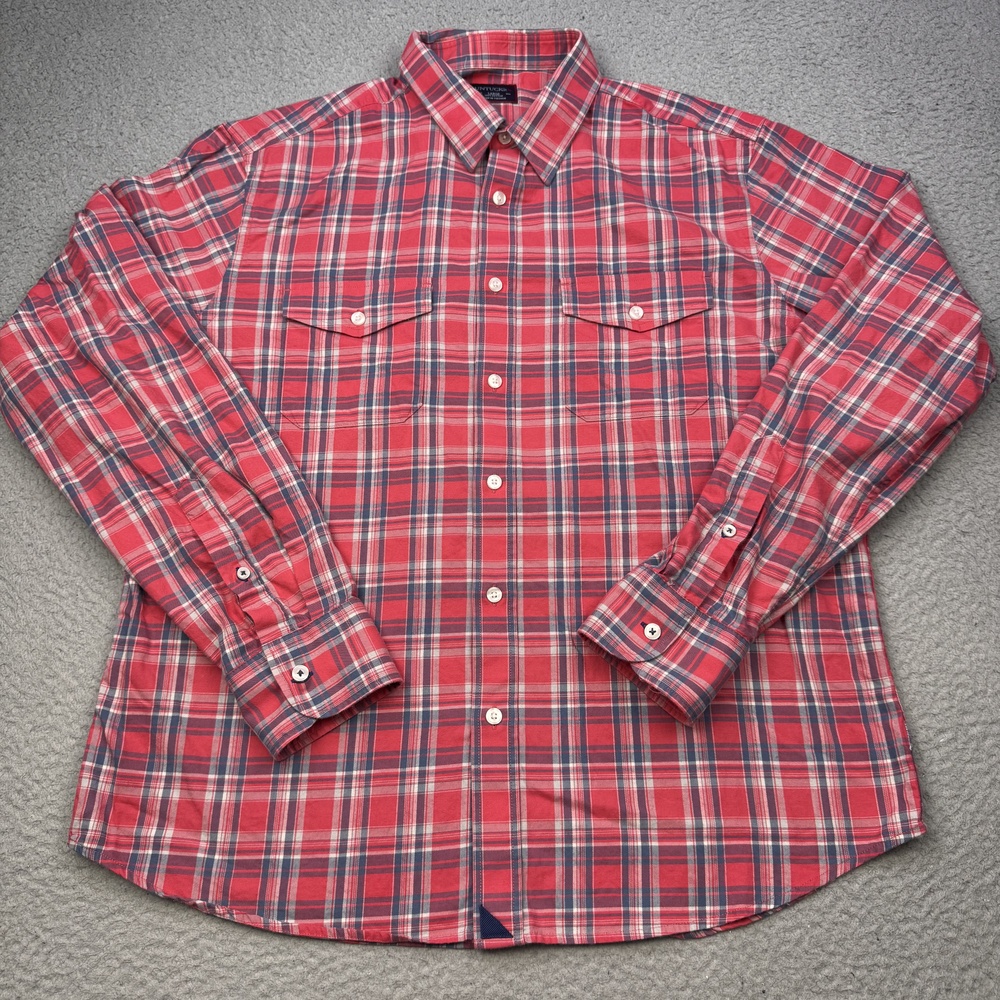 UNTUCKit Shirt Mens Large Pink Blue Ojai Plaid Casual 100% Cotton Long Sleeve